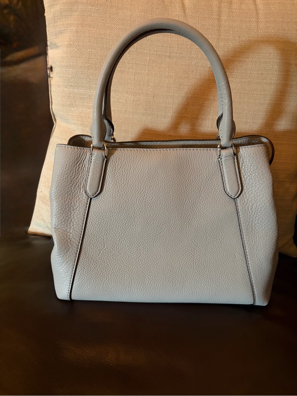 kate spade Pebbled Leather Satchel in Light Gray - Picture 2 of 4
